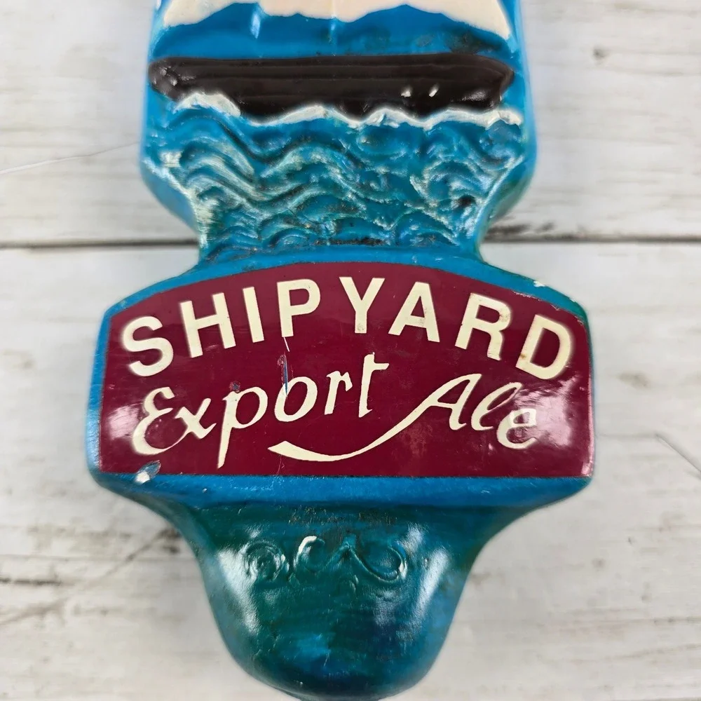 Vintage Shipyard Export Ale Beer Tap Handle Nautical Sailing Ship Blue Pub Decor